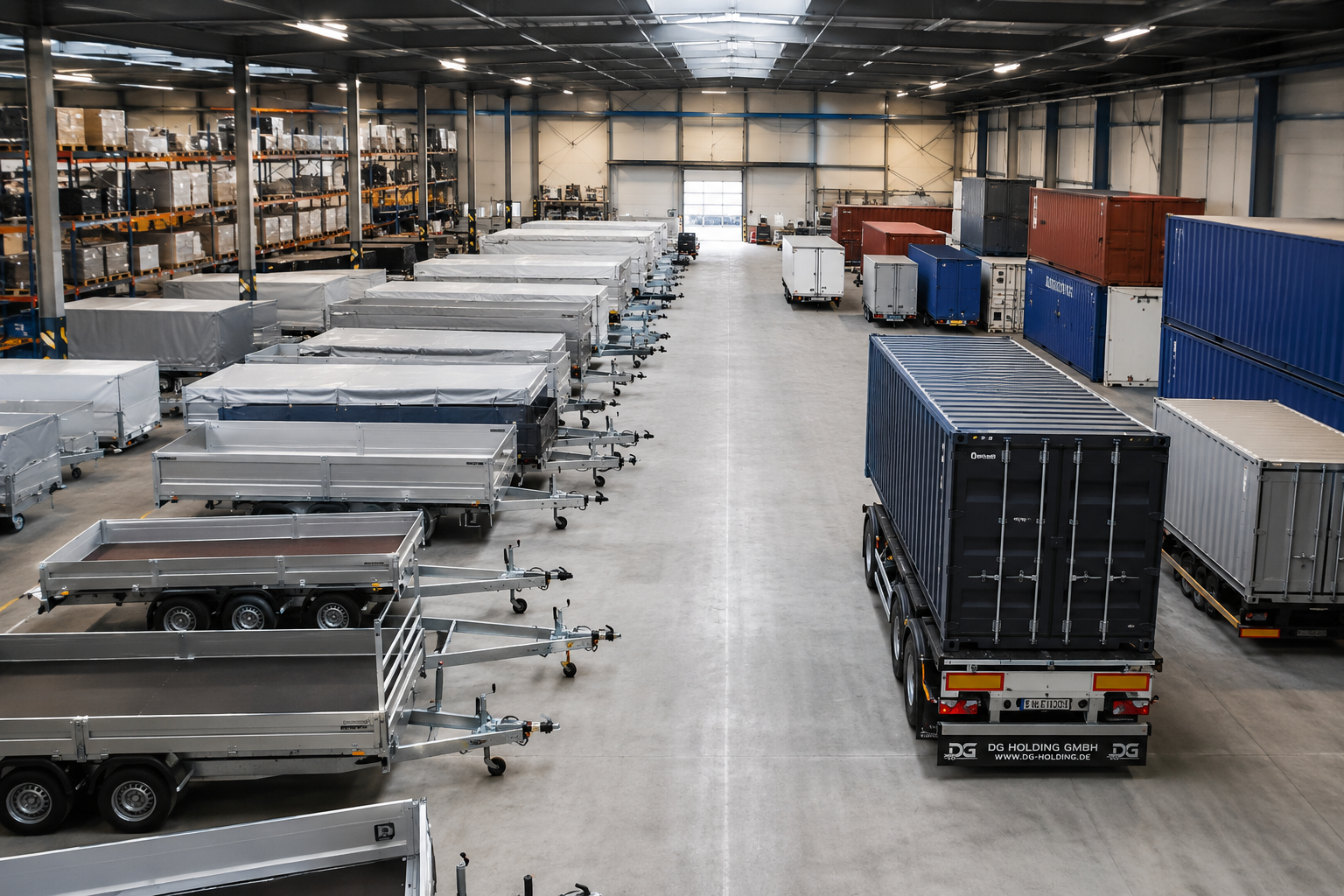 DG Holding GmbH - Großes Lager für Anhänger und Container