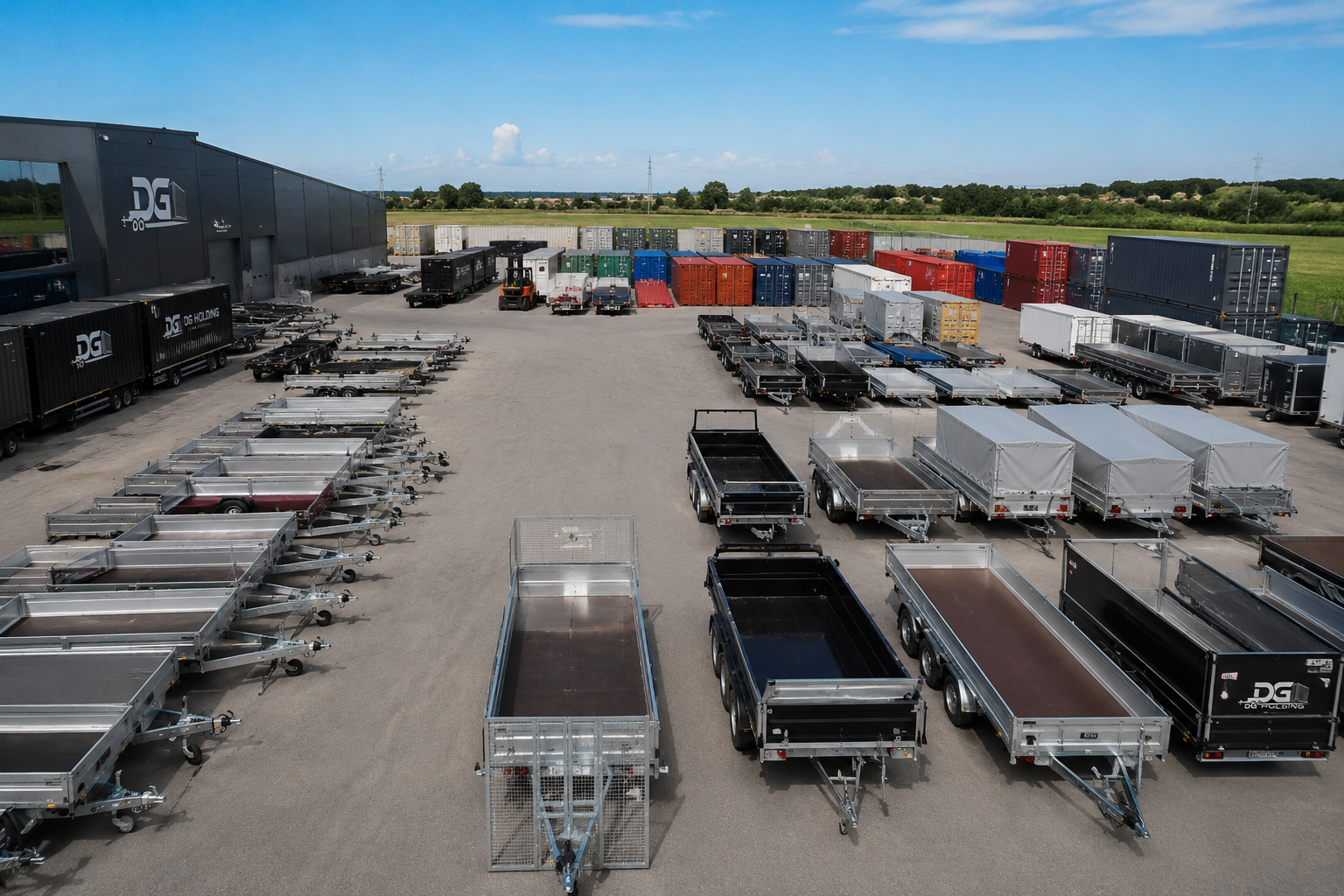 DG Holding GmbH - Außengelände mit Anhängern und Containern